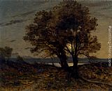 Henri-joseph Harpignies Canvas Paintings - Paysage Au Clair de Lune